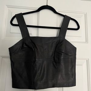 Trouvé Leather Cropped Top